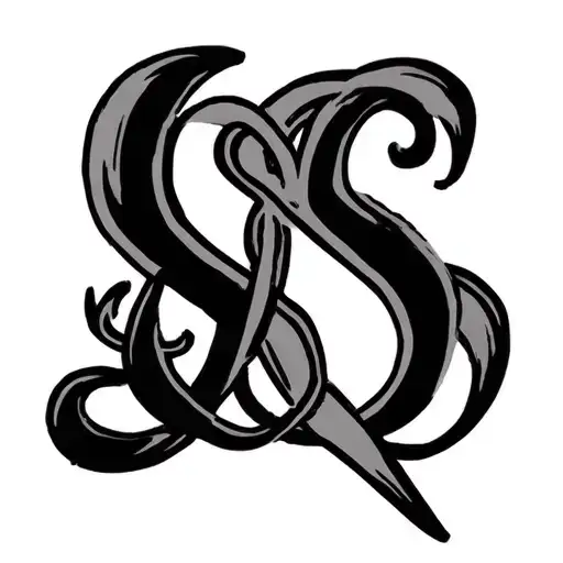 Initials that are intertwined with Sarah, Sharlie, Alexandre, Alexandra, in a subtle and discreet drawing tattoo design idea