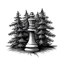 Chess piece with pine trees tattoo design idea