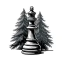 Chess piece with pine trees tattoo design idea