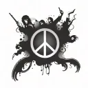 Peace symbol with hippie style and  the Beatles references tattoo design idea