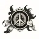 Peace symbol with hippie style and  the Beatles references tattoo design idea