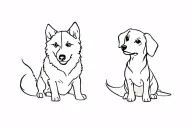 husky pup and dachshund pup tattoo design idea