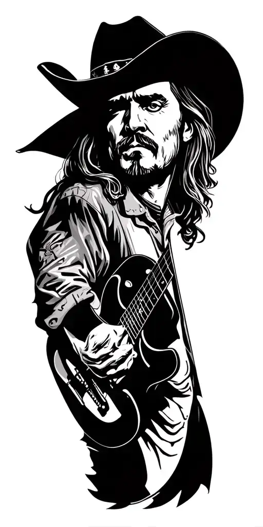 outlaw country music mural featuring characters tattoo design idea