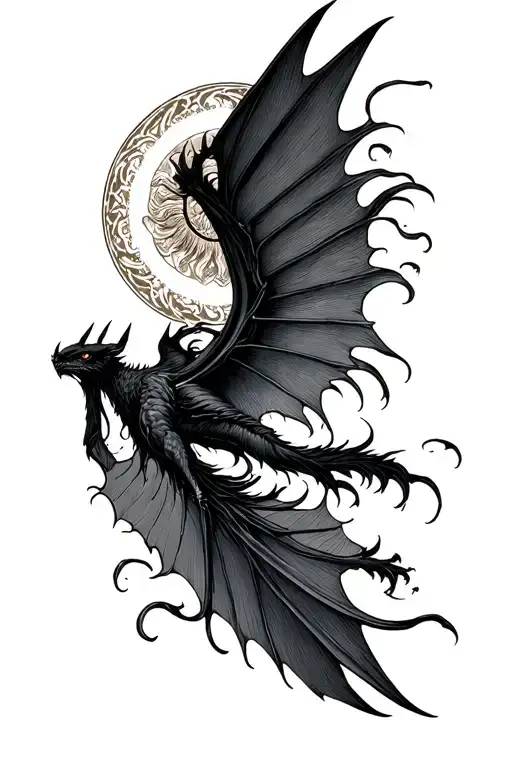 taiwanese sun with bat wings spread tattoo design idea