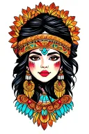 Yaqui lady head tattoo design idea