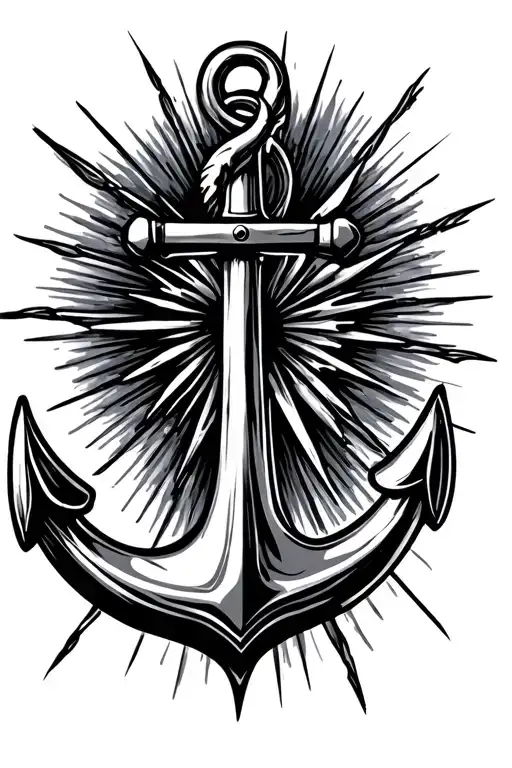 starburst with anchor tattoo tattoo design idea