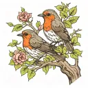 robin in a tree tattoo design idea