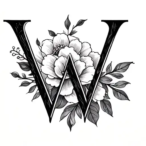 Letter V Manuscript and symbol of maternity tattoo design idea