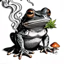 frog smoking weed on psychedelic mushrooms  tattoo design idea