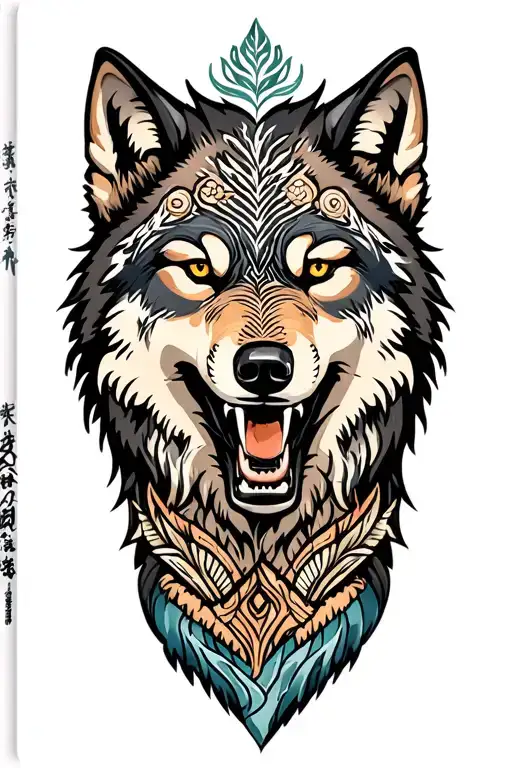 alpha wolf in polynesian design.mischievious.devious.leader of the pack.realistic and at the same time screams and boast tattoo design idea