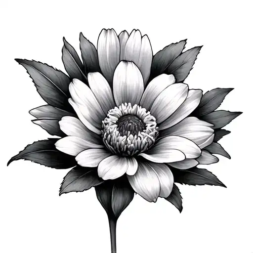 Violet flower, aster flower, narcissus flower tattoo design idea