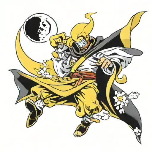 koro sensei flying kick and moon tattoo design idea