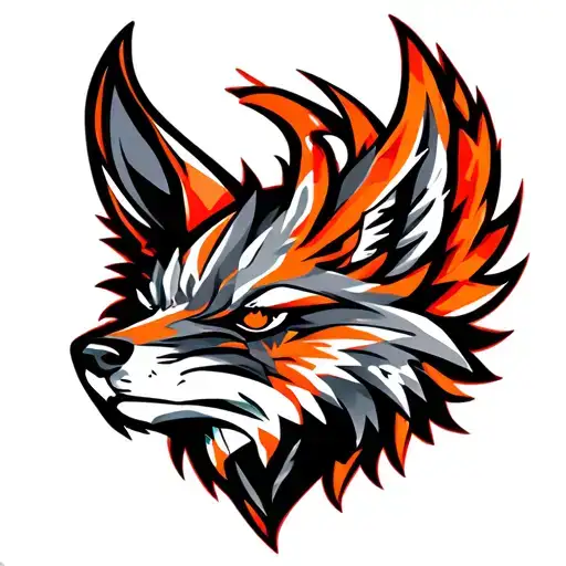 "Fenix Defense Tech" "Fenix Defense Tech" War Style Fox Head with Phoenix Body with strength logo tattoo design idea