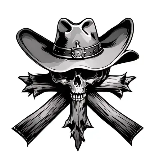 rugged  christian cross tattoo for forearm with cowboy hat realistic tattoo design idea