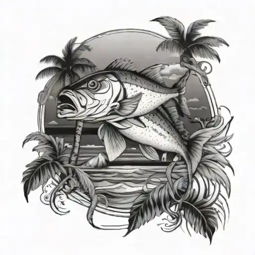 snook and Florida beach tattoo design idea