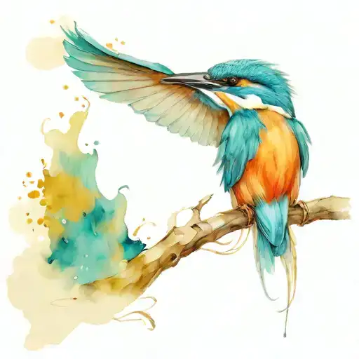 kingfisher flying tattoo design idea