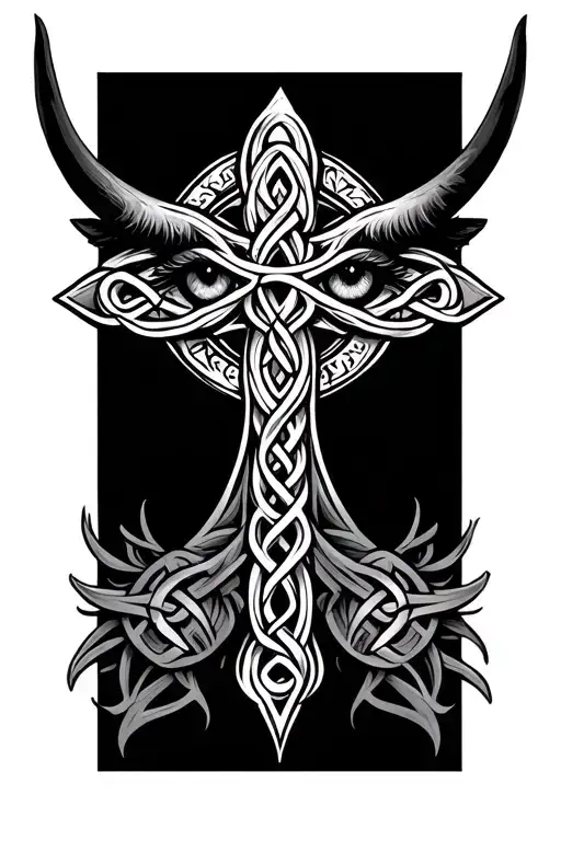 I'd like it to be almost separated into 3 sections, one section is a Celtic cross variation, one section is bull eyes tattoo design idea