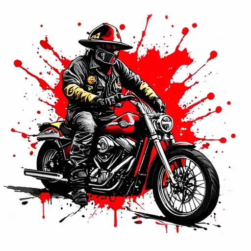 cancer survivor, firefighter, motorcycle tattoo design idea