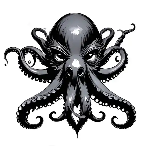 sketch octopus oni mask tattoo design idea