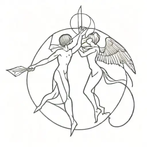 pendulum, angels vs demons, enternal dance tattoo design idea