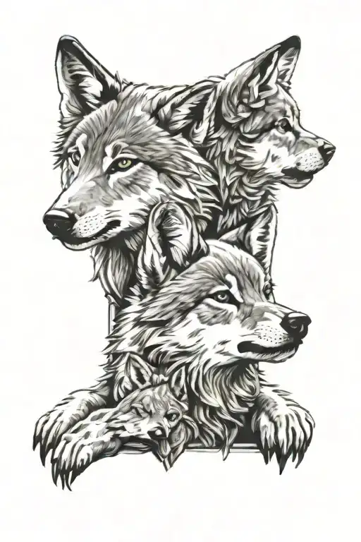 wolf cubs tattoo design idea