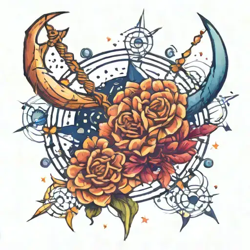 cancer and Sagittarius constellation intertwined tattoo design idea