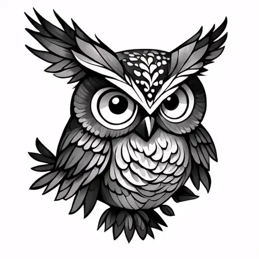 paper cartoon owl tattoo design idea