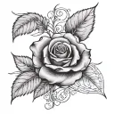 a rose on the side and next to it saying Latasha then under it October 13,1983 in Roman numeral tattoo design idea