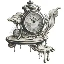 Salvador Dali melting clock with sand timer running tattoo design idea