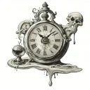 Salvador Dali melting clock with sand timer running tattoo design idea