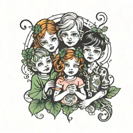 3 children   miracle irish tattoo design idea