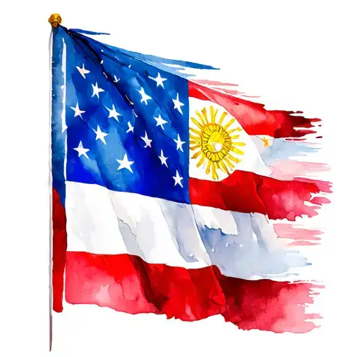 Filipino flag mixed American flag tattoo design idea