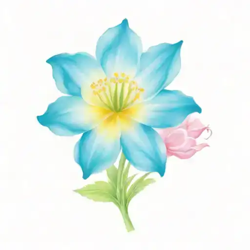 five flowers hot pink gerbera daisy yellow buttercup blue forget me not pink stargazer lily and a lavendar rose tattoo design idea