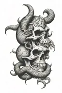 devil doesnt bargin , skull, snake tattoo design idea