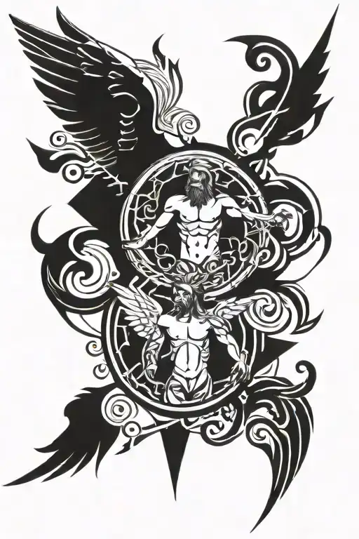 angel and zeus tattoo design idea