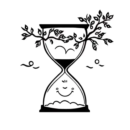 balance, happiness, success, hourglass, tree, child, smile, tattoo design idea