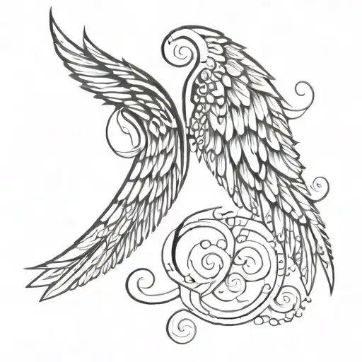 angel wings and serenity courage wisdom tattoo design idea