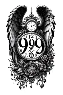 999 numbers, movie in time clock, font angel wish tattoo design idea