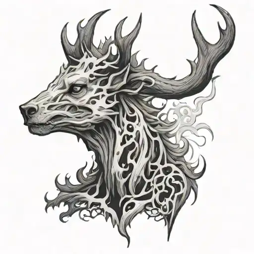 wendigo breathing smoke tattoo design idea