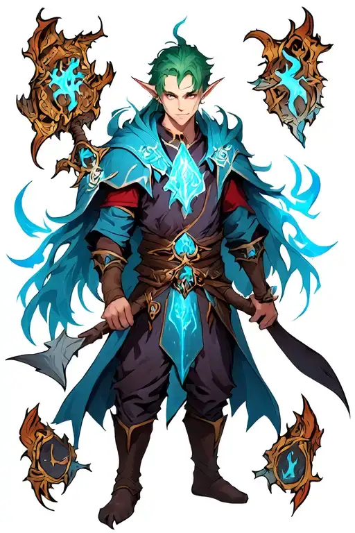 Mage male elf dungeons tattoo design idea
