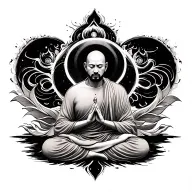 Monk doing meditation tattoo design idea