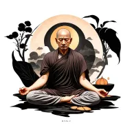 Monk doing meditation tattoo design idea