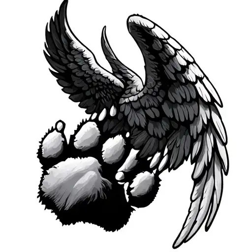 Paw Print With Angel Wings tattoo design idea