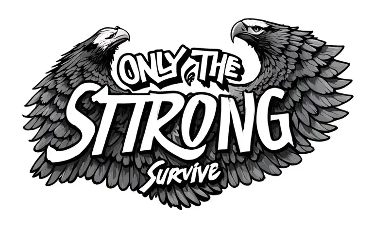"Only the strong survive" eagle wings tattoo design idea