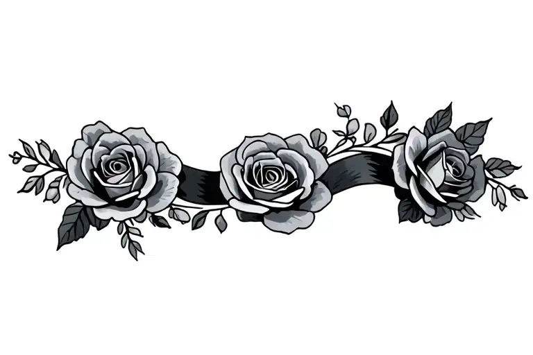 floral cuff tattoo with roses wrapped tattoo design idea