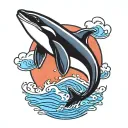 American traditional orca swimming tattoo design idea