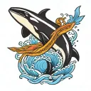 American traditional orca swimming tattoo design idea