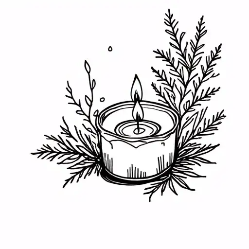 hygge candle burning tattoo design idea