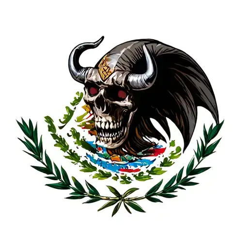 devil gang violence mexico flag tattoo design idea