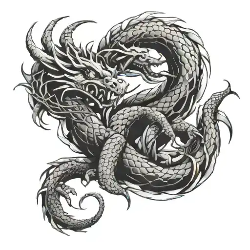 dragon and scorpion intertwined tattoo design idea